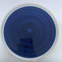Prato Sobremesa Porcelana Azul com Borda Dourada 19cm- Unid. Prato Sobremesa Porcelana Azul com Borda Dourada 19cm- Unid.