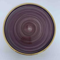 Prato Sobremesa Porcelana Vinho c/Borda Dourada 19cm - Unid.