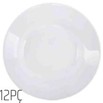 Prato Sobremesa Redondo Branco de Melamina 20Cm Com 12 Peças