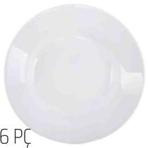 Prato Sobremesa Redondo Branco de Melamina 20Cm Com 6 Peças