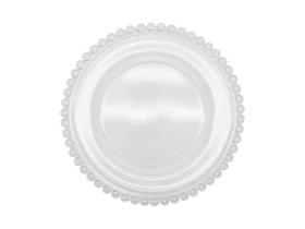 Prato Sobremesa Vidro Detalhes Bolinhas 20cm Transparente