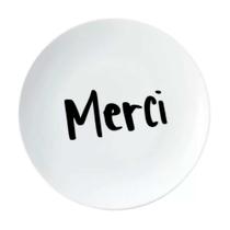 Prato Tea Merci p/Sobremesa em Cerâmica Branco 20cm - Unid. Prato Tea Merci p/Sobremesa em Cerâmica Branco 20cm - Unid.