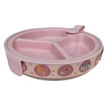 Prato Térmico 3 Divisória Ventosa Bichinho Rosa Menina 318ml