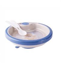Prato Térmico de Plástico com Ventosa e 2 Colheres Urso Azul - Plasutil