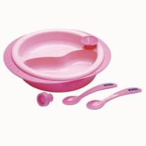 Prato Térmico Infantil Bebê Ventosa Divisória Colher Rosa Prato Térmico Infantil Bebê Ventosa Divisória Colher Rosa