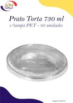 Prato Torta 730ml c/tampa PET 05 unidades - Thermoprat - doces, salgados, sobremesa (58)