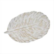 Prato Travessa Folha Decorativo Branco Louça MDF 30cm 1UN Prato Travessa Folha Decorativo Branco Louça MDF 30cm 1UN