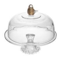 Prato Wolff de Cristal com Pé e Tampa Bird 30cm x 29cm