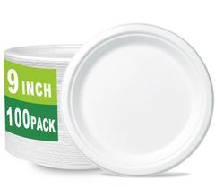 Pratos compostáveis CantaGreen 23 cm 100 unidades de cana-de-açúcar/bambu