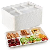 Pratos compostáveis de 5 compartimentos, pacote EcoLipak 100, 32x22cm