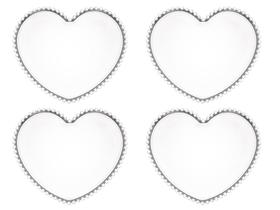 Pratos cristal de coracao pearl 4 peças