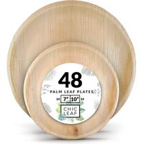 Pratos de bambu descartáveis Chic Leaf Palm Leaf, pacote com 48 Pratos de bambu descartáveis Chic Leaf Palm Leaf, pacote com 48