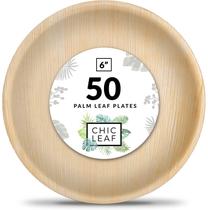 Pratos de bambu descartáveis Chic Leaf Palm Leaf, pacote com 50