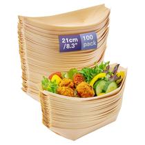 Pratos de bambu MATANA descartáveis de 21 cm, pacote com 100 biodegradáveis