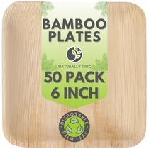 Pratos de bambu Naturally Chic, pequenos, quadrados de 15 cm, pacote com 50
