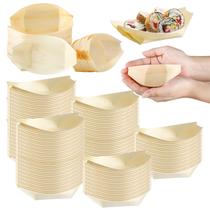 Pratos de barco de madeira descartáveis Hoolerry 500 unidades de bambu de 11,5 cm
