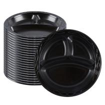 Pratos de comida Restaurantware RW Base 26,4 cm, 100% plástico, 3 compartimentos Pratos de comida Restaurantware RW Base 26,4 cm, 100% plástico, 3 compartimentos