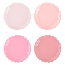 Pratos de festa AimFun Pink Scalopped, papel de 23 cm, 48 unidades, rosa