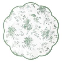 Pratos de festa Elyxio Sage Green Floral 18 cm, 24 unidades de papel