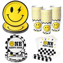 Pratos de festa Purhapfre One Happy Dude Yellow Smile x25