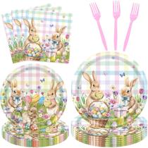 Pratos de festa QDIRDEC Easter Bunny Happy Easter Kids x96