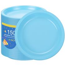 Pratos de festa WELLIFE Light Blue 23 cm, 150 unidades de plástico