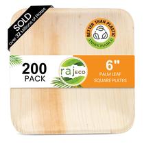 Pratos de folha de palmeira Raj Palm Leaf Plates 6 quadrados, 15 cm, pacote com 200 Pratos de folha de palmeira Raj Palm Leaf Plates 6 quadrados, 15 cm, pacote com 200