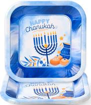 Pratos de Hanukkah Izzy 'n' Dizzy 9" Pacote com 10 Azul e Branco Pratos de Hanukkah Izzy 'n' Dizzy 9" Pacote com 10 Azul e Branco