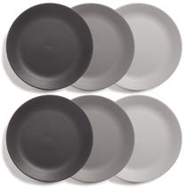 Pratos de jantar: acrílico americano Everest, ultrarduráveis, 25 cm, cinza x6 Pratos de jantar: acrílico americano Everest, ultrarduráveis, 25 cm, cinza x6