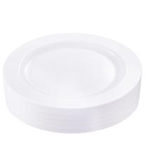 Pratos de jantar BuCla descartáveis de plástico branco 10,25 polegadas, 30 unidades