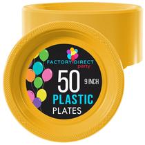 Pratos de jantar de plástico, amarelo requintado, 23 cm, 50 unidades para festa