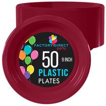 Pratos de jantar de plástico Exquisite Burgundy 23 cm 50 unidades (350 ml)