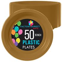 Pratos de jantar de plástico Exquisite Gold descartáveis de 10 polegadas e 50 unidades Pratos de jantar de plástico Exquisite Gold descartáveis de 10 polegadas e 50 unidades