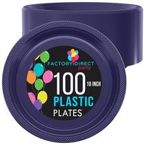 Pratos de jantar de plástico Exquisite Navy descartáveis de 10 polegadas, 100 unidades Pratos de jantar de plástico Exquisite Navy descartáveis de 10 polegadas, 100 unidades