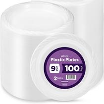 Pratos de jantar de plástico Munfix 100 Pack 23 cm brancos