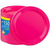 Pratos de jantar de plástico WELLIFE Hot Pink 23 cm (150 unidades)