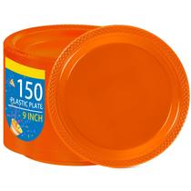 Pratos de jantar descartáveis de plástico WELLIFE Orange 23cm 150Ct
