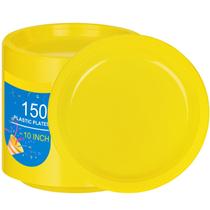 Pratos de jantar descartáveis de plástico WELLIFE Yellow 25cm 150ct