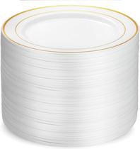 Pratos de jantar descartáveis Munfix 100 Gold Plastic 25cm