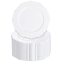 Pratos de jantar descartáveis WDF Baroque White 26 cm 60 unidades