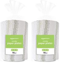 Pratos de papel Amazon Basics 8,62 polegadas (300 unidades) (pacote com 2) Pratos de papel Amazon Basics 8,62 polegadas (300 unidades) (pacote com 2)