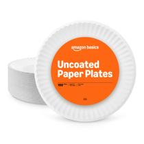 Pratos de Papel Amazon Basics Branco Sem Revestimento 23 cm 100 Unidades