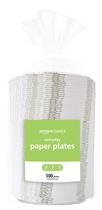 Pratos de papel Amazon Basics, descartáveis de 22 cm, 300 unidades