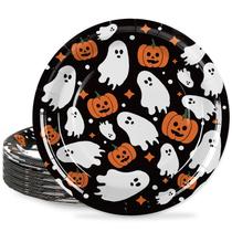Pratos de papel AnyDesign Halloween Cute Ghost Pumpkin 23 cm 24 unidades