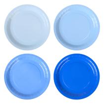 Pratos de papel azul gradiente AimFun, 24 peças, descartáveis, 23 cm
