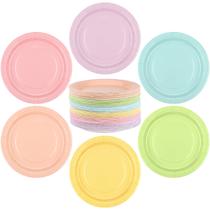 Pratos de papel Breroa Pastel Rainbow 18cm 144 peças