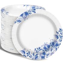 Pratos de papel Charmount Blue 8,5 polegadas, 150 unidades, à prova de imersão e corte