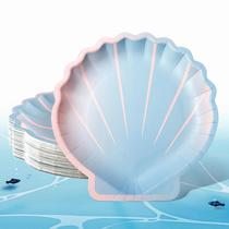 Pratos de papel Cheerland Seashell Shape, pacote com 24