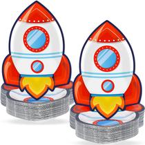 Pratos de papel CHUNNIN Rocket Ship 23 cm para Outer Space Party x50