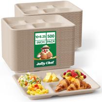 Pratos de papel compostáveis de 5 compartimentos JOLLY CHEF 10x21cm 500mL